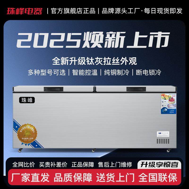 铜管898家用冰箱冰柜双门折叠门单温大容量商用冷柜低能耗冷冻柜