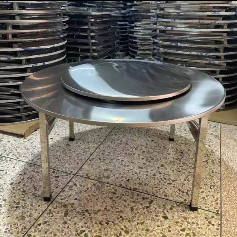 分体-1食堂2.4折叠桌2米宴席不锈钢餐饭桌连体馆餐桌30折叠大圆桌