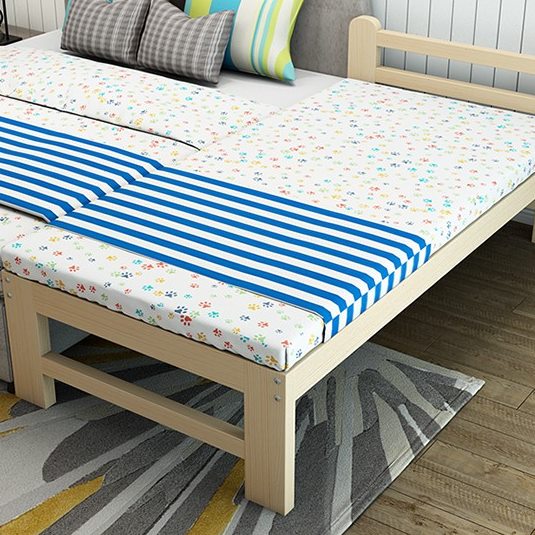 实木床带床儿童床抽拉儿童小儿童单人女孩儿童公主简约现代护栏