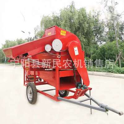 拖拉机后传动轴带动花生摘果机干湿两用带自动进料自动装袋打果机