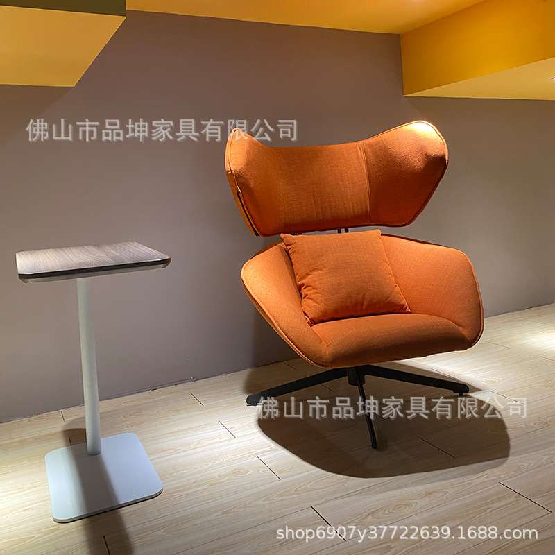 千鸟格单人沙发转椅轻奢创意时尚布艺现代客厅蜗牛单人椅休闲椅