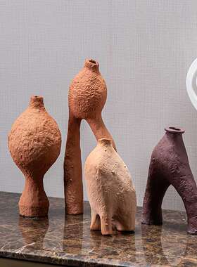 现代简约装饰卧室摆件 创意摆设家居 可爱橙色小人摆件 陶瓷工艺