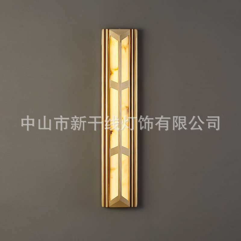 新中式长条壁灯极简现代简约别墅室内客厅灯创意轻奢仿云石led灯