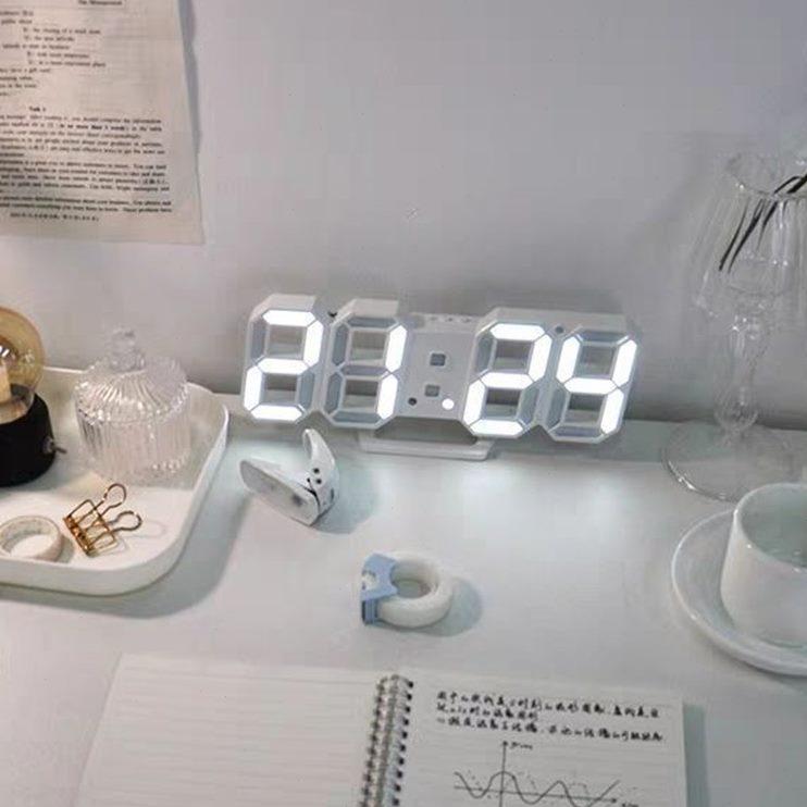 闹钟台钟桌面风创意led现代电子钟智能夜光床头挂钟数字钟简约ins