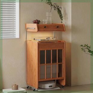 机器人扫地机柜置物架收纳柜樱桃木沙发边柜可移动云鲸柜实木柜子