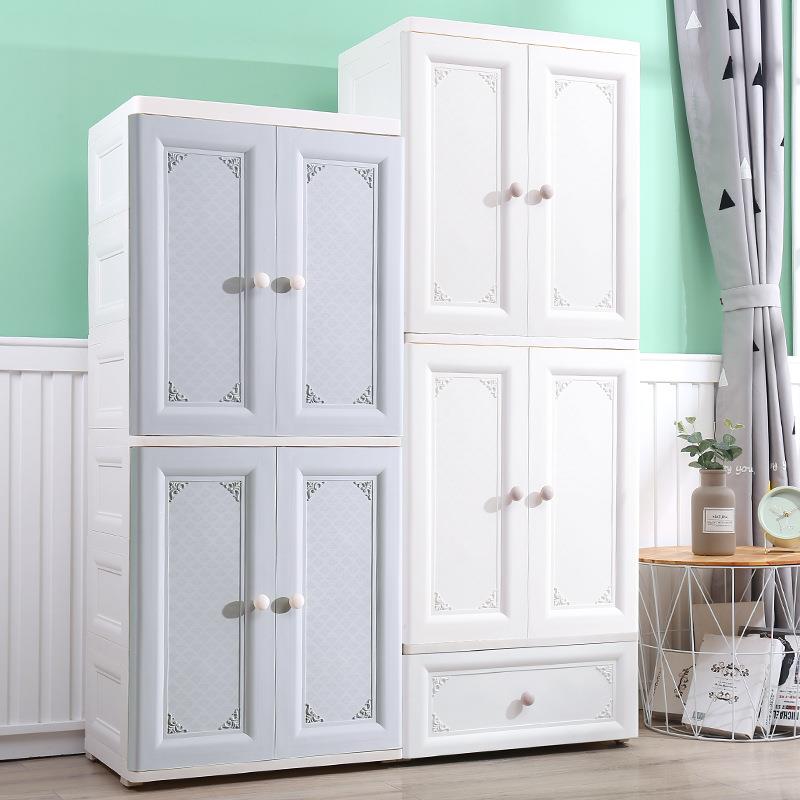 24年新款抽屉式收纳柜圆弧边角底座加固调节器滑轮PP双开门收纳柜