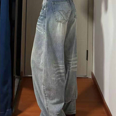 美式复古弯刀牛仔裤女秋季2025新款低腰宽松直筒阔腿拖地镰刀裤子