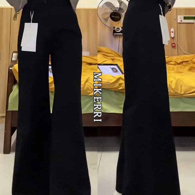 黑色不贴腿微喇叭牛仔裤女2025春季新款高腰显瘦阔腿裤百搭拖地裤