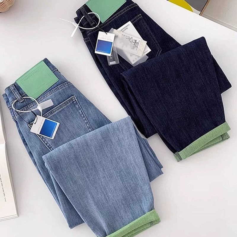 高腰九分牛仔裤女2025秋冬季新款大码胖mm显瘦哈伦萝卜老爹长裤子