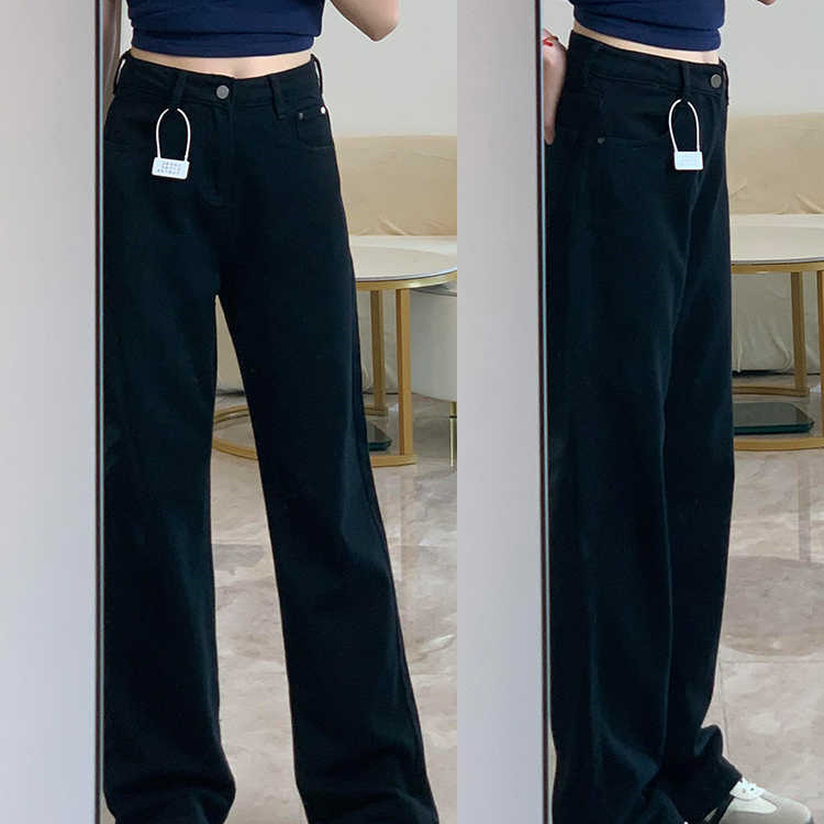 黑色直筒牛仔裤女2025新款