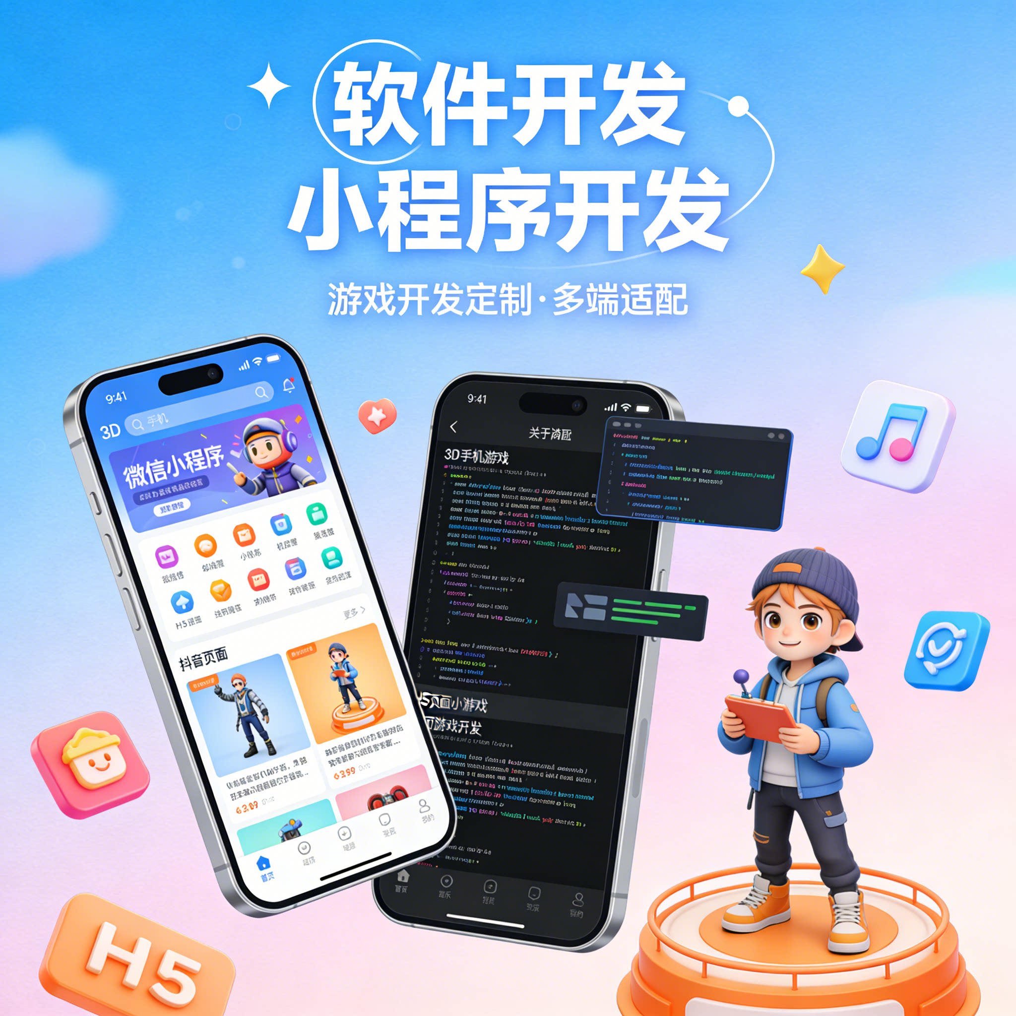 游戏开发 微信小程序 APP 抖音小游戏 3D手机网页 H5游戏开发制作