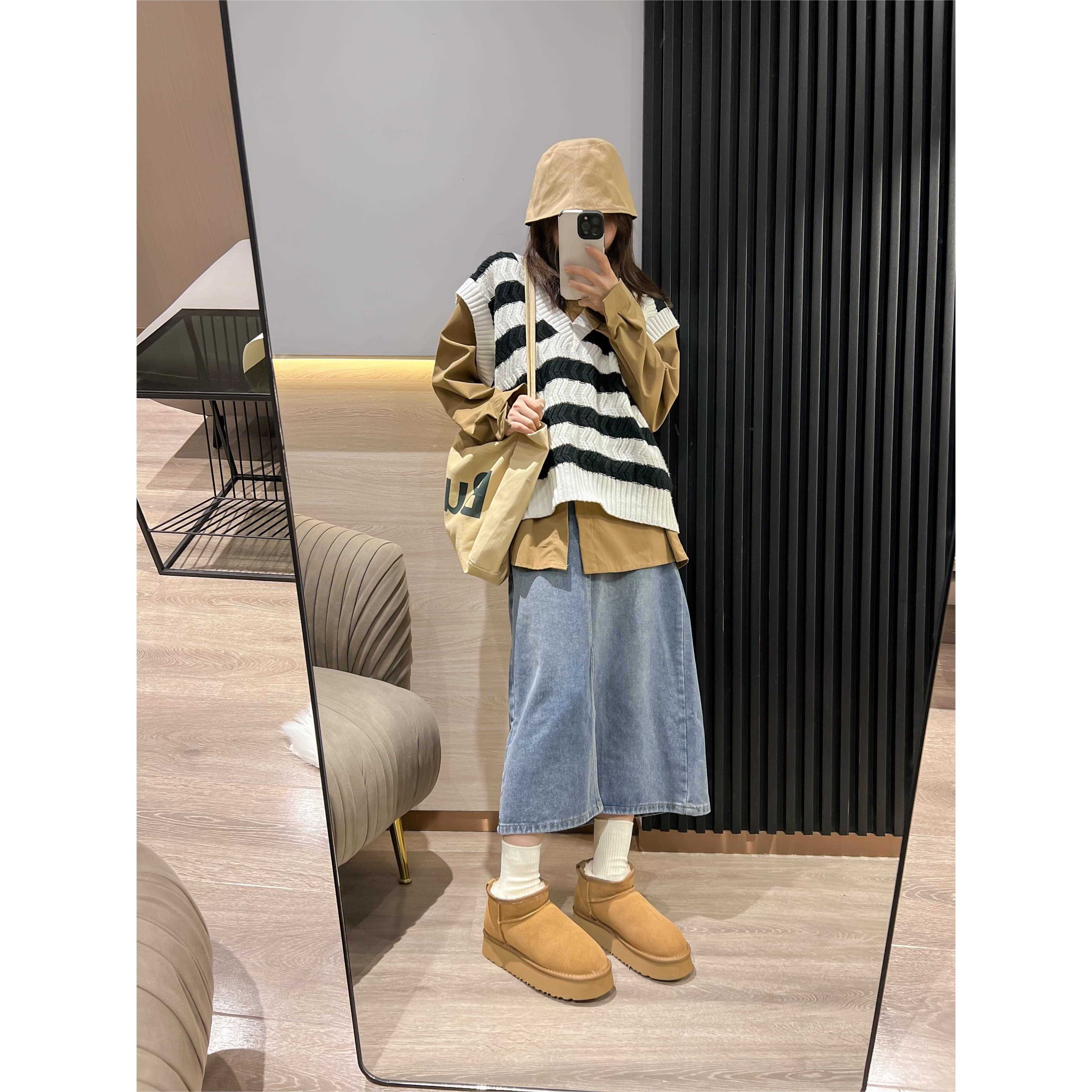 周冬雨同款平跟雪地靴厚底2025新款冬季女皮毛一体低帮保暖棉鞋