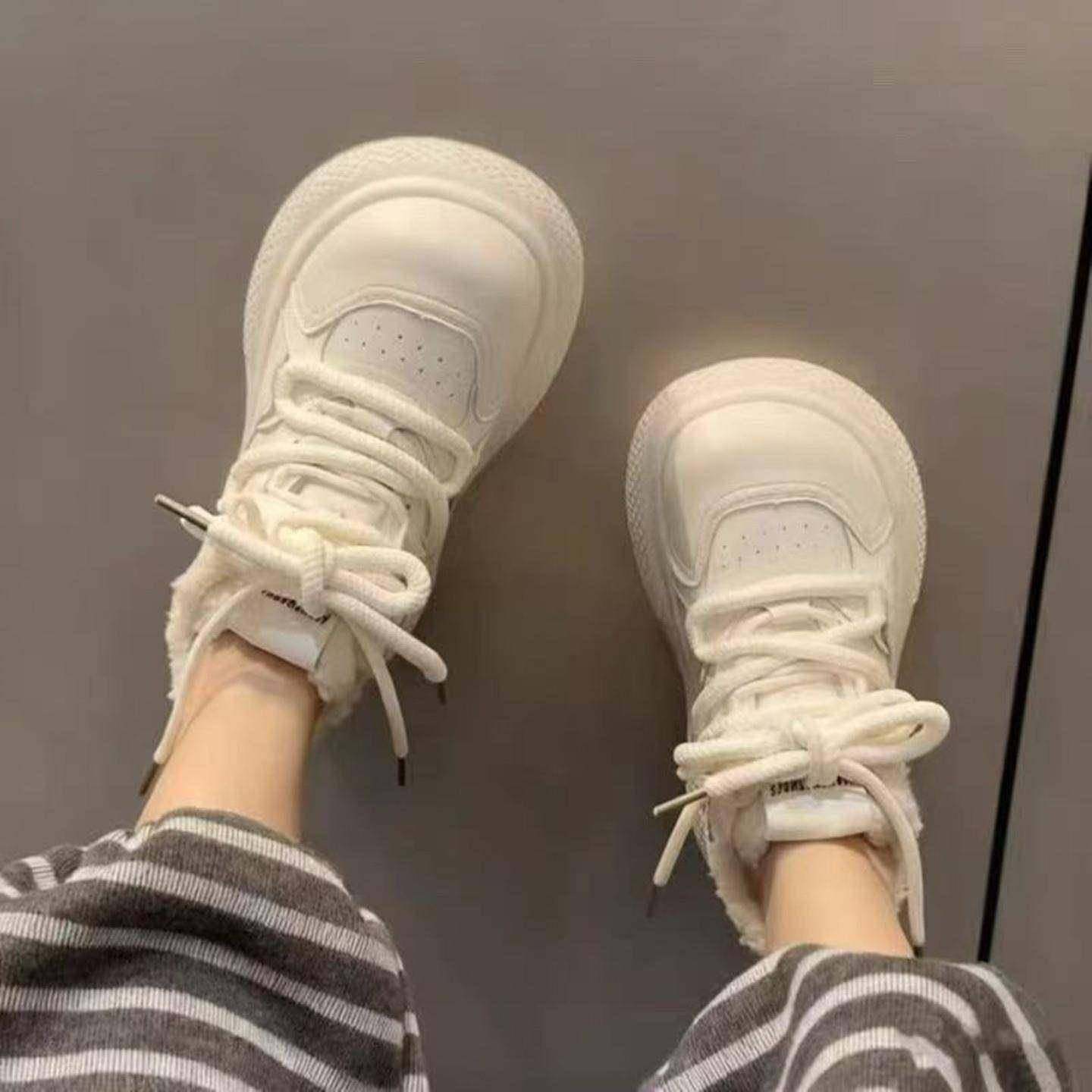 欧洲站大头丑萌面包小白鞋女2025秋冬加绒休闲鞋板鞋松糕厚底女鞋,女鞋,时尚休闲鞋,淘宝优惠券,粉丝福利购,淘宝优惠卷