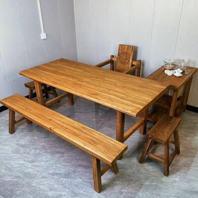 北方老榆木桌子茶桌原木实木桌子吧台长桌书桌餐桌阳台桌民宿