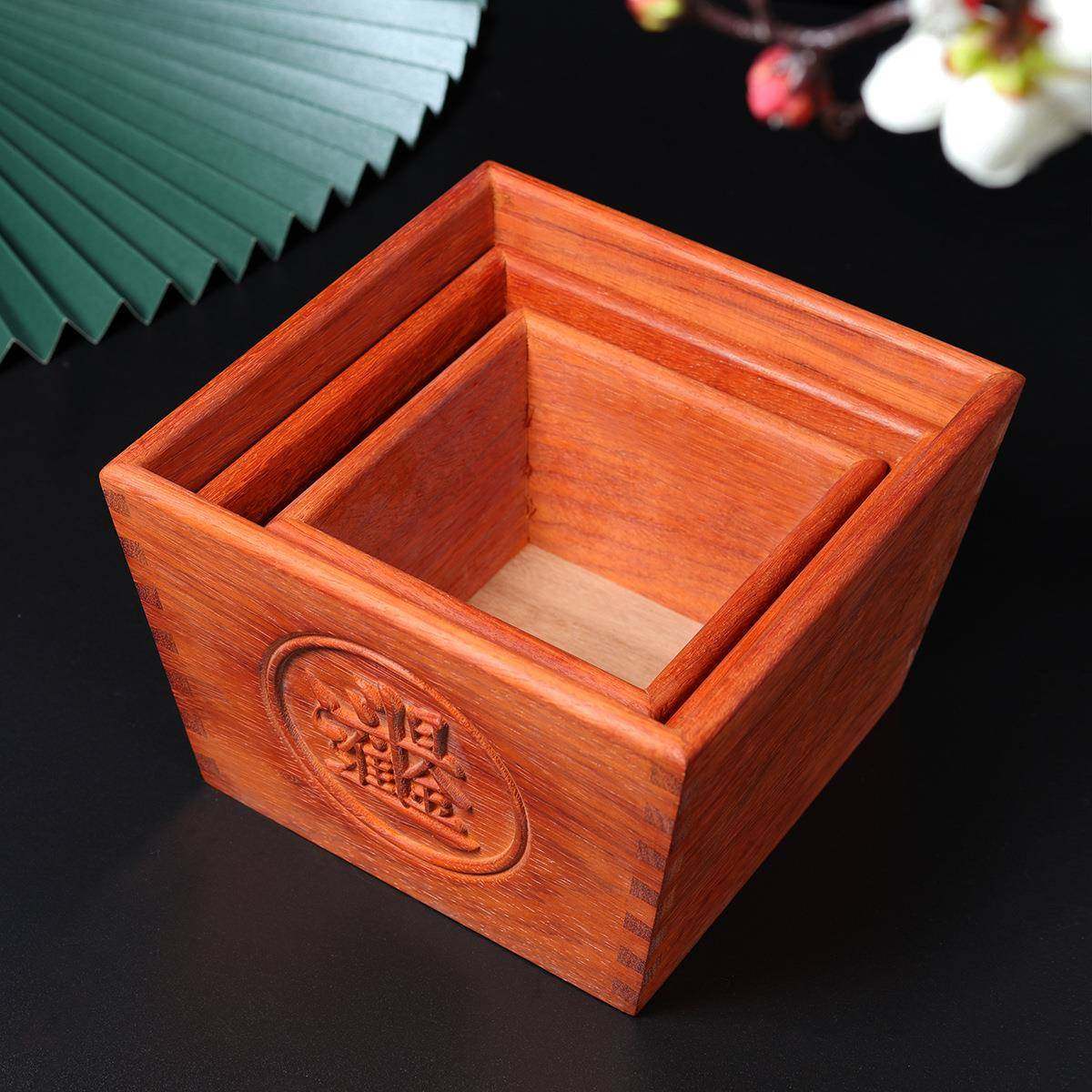 红花梨木米斗实木无漆日进斗升金米开张入伙客厅创意桌面摆件