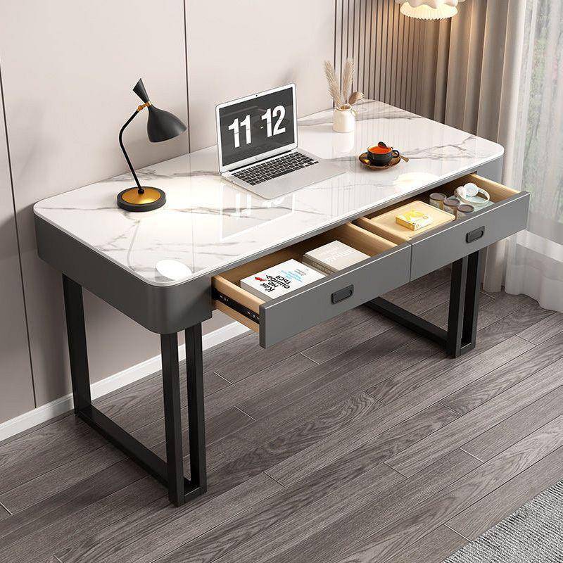 意式轻奢钢化玻璃电脑桌家用卧室现代简约学习桌台式写字办公书桌