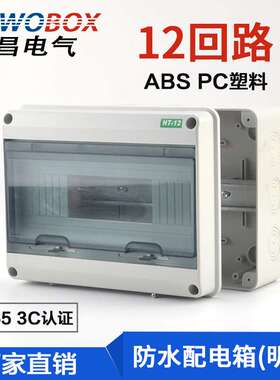 厂家直供12回路明装塑料空开盒户外HT防水配电箱照明布线箱