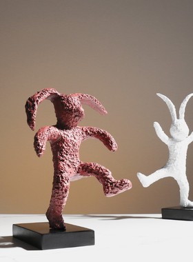 简约现代a创意艺术样板房间软装饰品家居电视柜卡通兔工艺品摆件