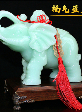招财大象c摆件一对玉石客厅摆设书房间电视酒柜博古架玄关工艺礼