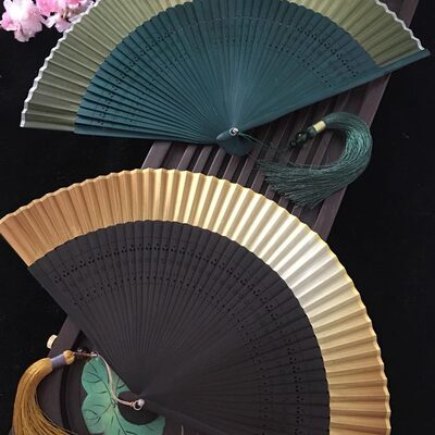 折叠扇新中式结婚新娘晨袍中国风旗袍折扇扇子舞蹈扇古风绿色汉服