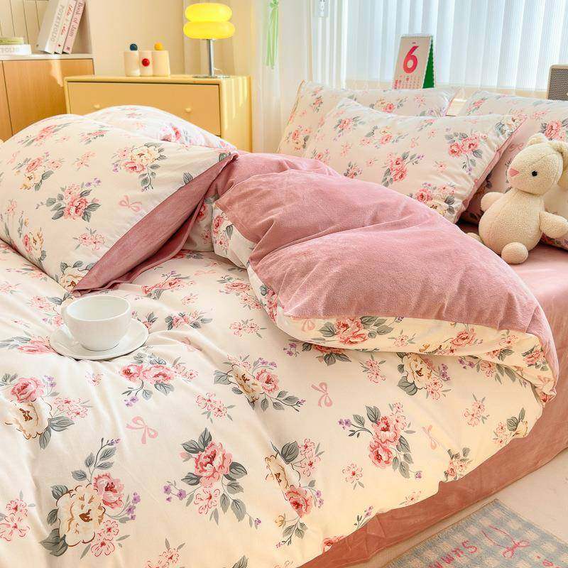 冬季A全棉纯棉B牛奶珊瑚绒被套单件冬天单人加绒被罩法兰绒面被单