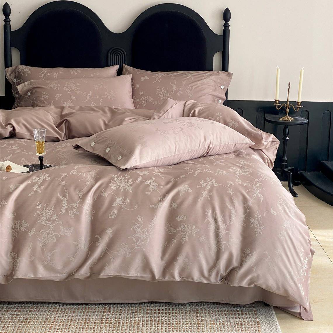 现代轻奢风暗纹提花A类S100纯棉长绒棉四件套四季款亲肤床品家纺