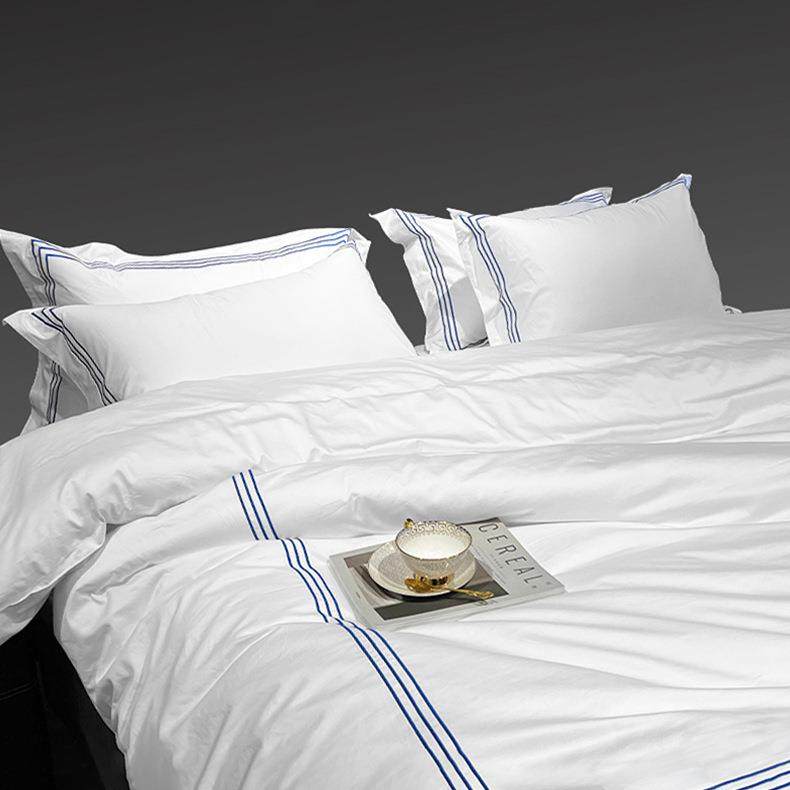 宾馆酒店床上用品四件套全棉加厚纯棉白色床单被套高端轻奢民宿