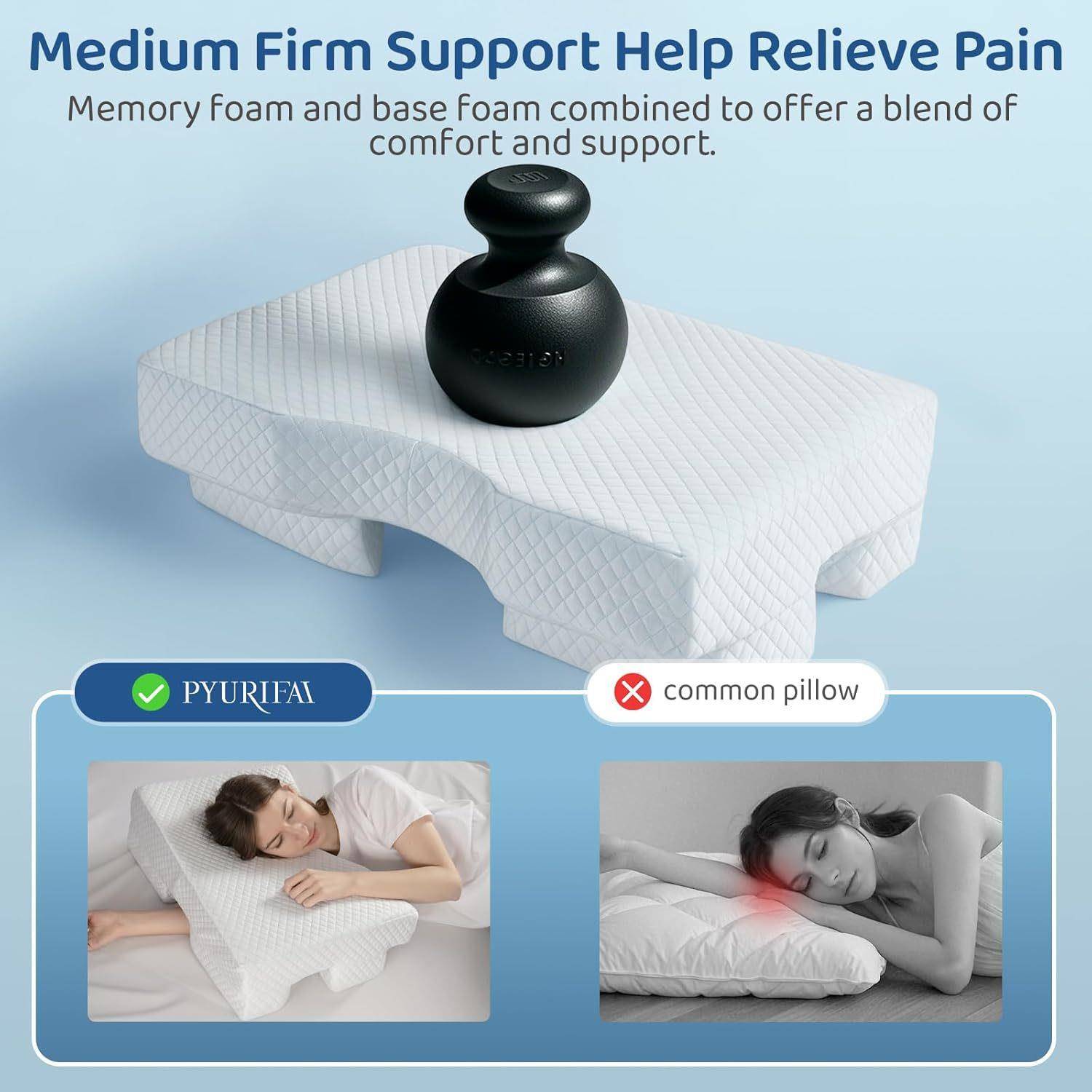 可调节记忆海绵侧睡耳枕情侣臂空缓解压力枕头楔形靠垫