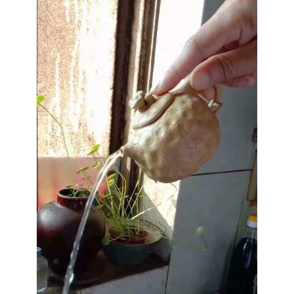 208CC蘑菇壶 宜兴紫砂茶壶 徐孟大供春壶 绿泥树桩扁壶