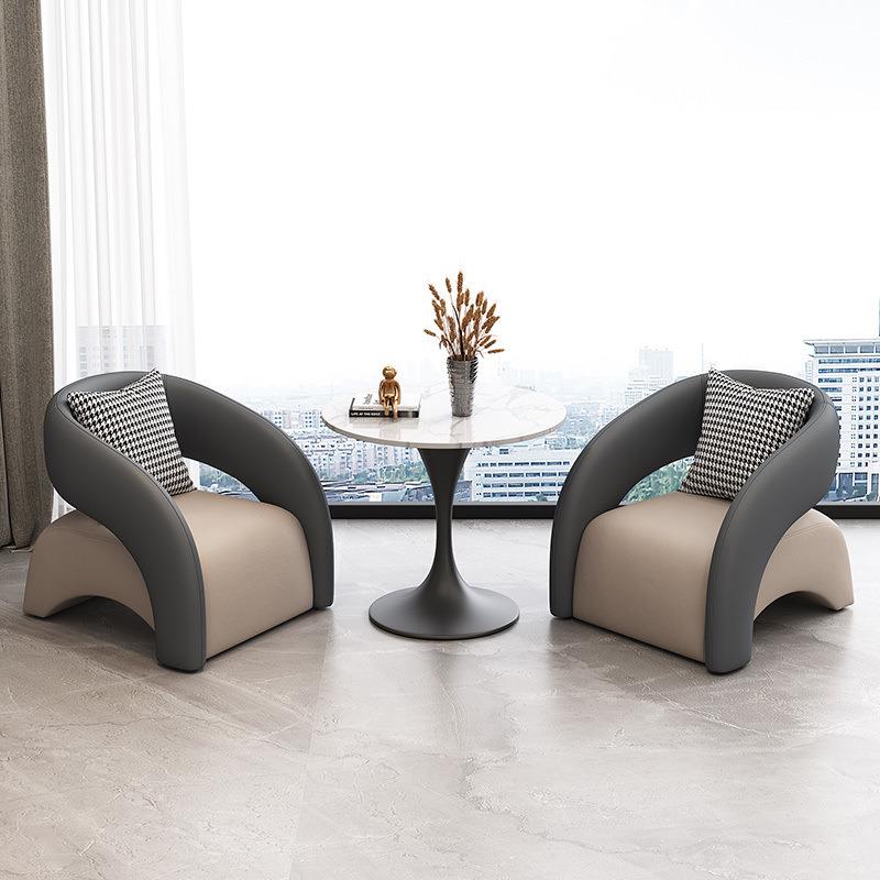 贵宾室售楼处接待单人沙发北欧办公室休闲洽谈桌椅酒店大堂圆桌