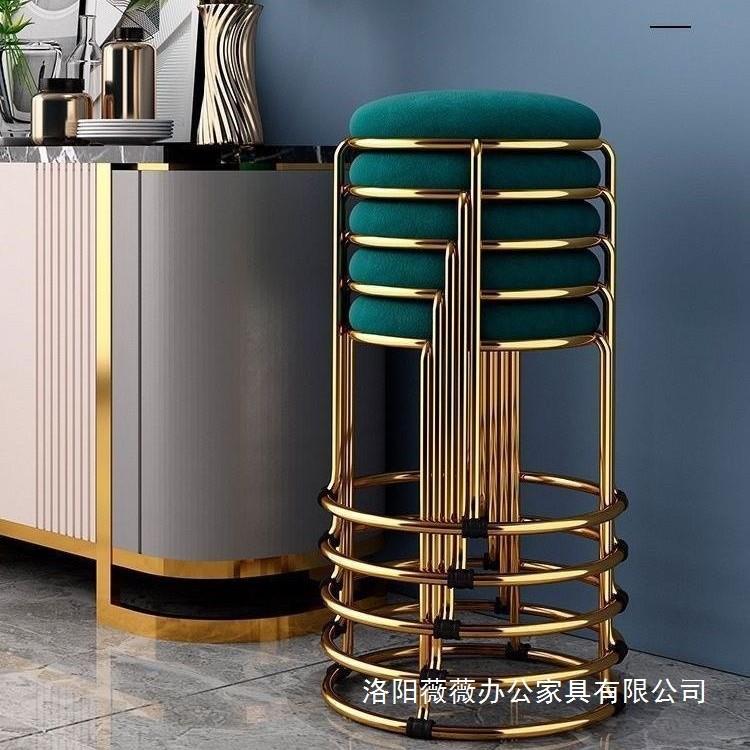 轻奢凳子家用化妆圆凳子铁艺椅子高凳铁板凳超厚全钢钢筋凳子加粗