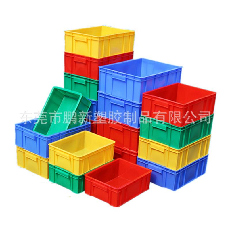 堆砌红色不良品物料塑料周转箱方形运输叠套工具箱仓库防爆储存箱