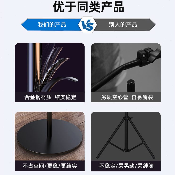 麦克风支架立式话筒支架防震三角架落地式支架落地话筒专业录音架