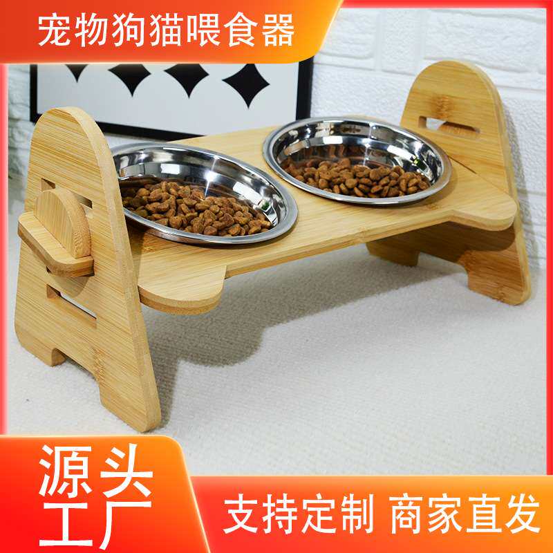 宠物用品碗架猫食盆狗狗饭盆宠物碗不锈钢双碗折叠猫咪碗狗碗架