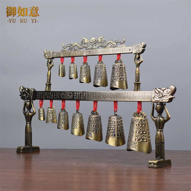 中式合金演奏乐器青铜器仿古曾侯乙双层编钟模型摆件婚庆影视采耳