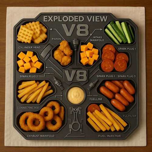 跨境爆款V8 Engine Food Platter V8发动机食物拼盘