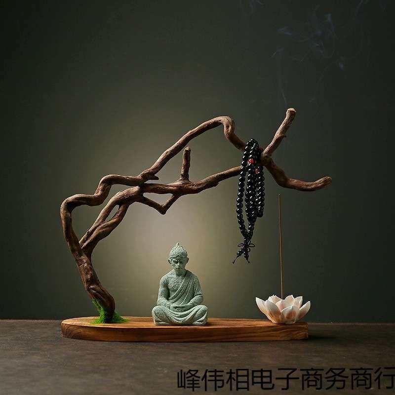 天然实木摆件创意家居客厅装饰工艺品风化木树根禅意悟空底座根摆