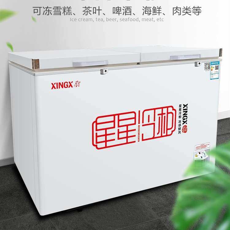 星星双温商用冷柜冰箱雪柜冰柜顶盖门保鲜饮料柜卧式雪糕柜冻肉柜