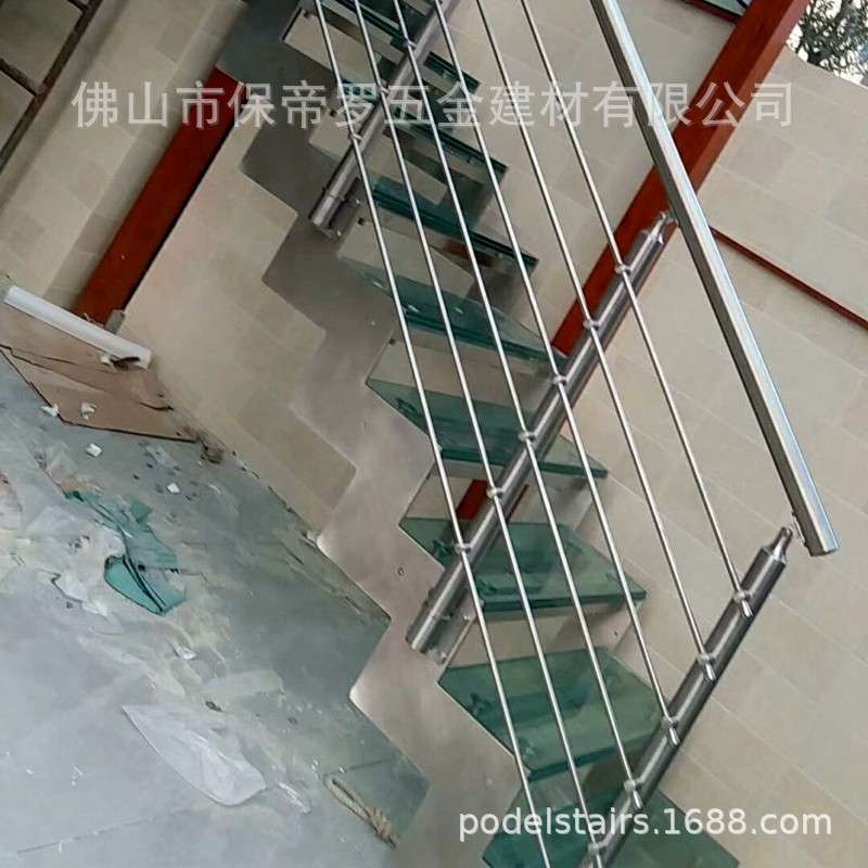 不锈钢玻璃楼梯扶手栏杆设计 各种不锈钢楼梯L型