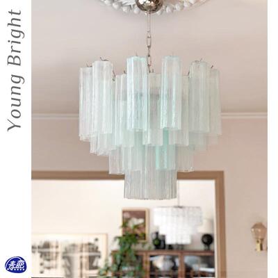 法式MURANO淡蓝色玻璃南洋中古客厅穆拉诺水晶别墅楼梯客厅吊灯