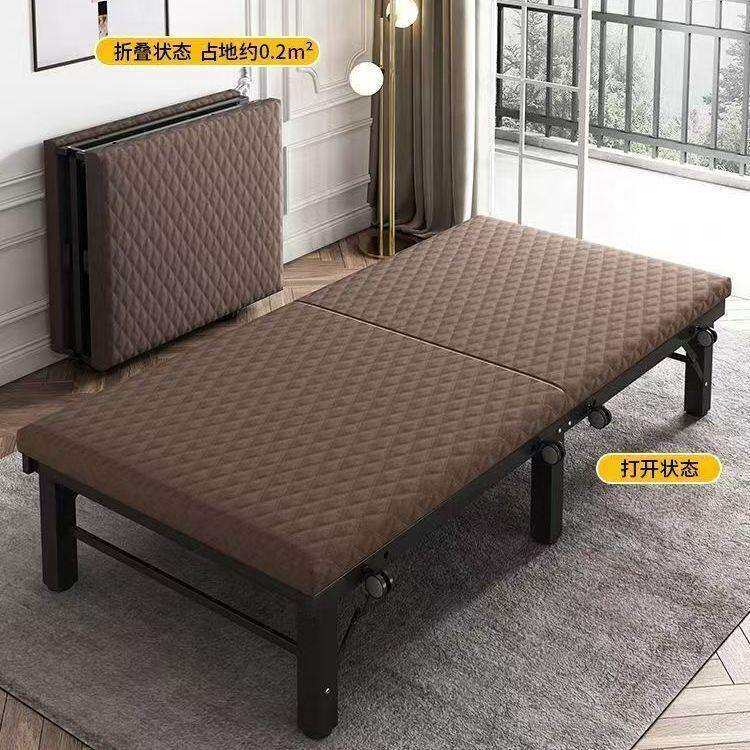 日式折叠床家用成人单人床加固办公室午休午睡铁床移动带轮子拼床