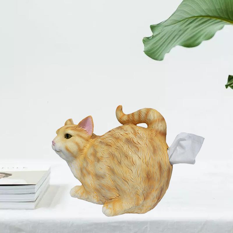 厂家直销 创意动物可爱猫纸巾盒 树脂工艺品客厅书房卧室简约摆件
