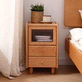 柜边柜现代简约床收纳柜北欧头全实木床小型卧室小置物柜家用柜子