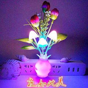 家ED小夜灯插电床头灯夫妻房氛围D灯光控感应居意LU创装 饰卧室壁