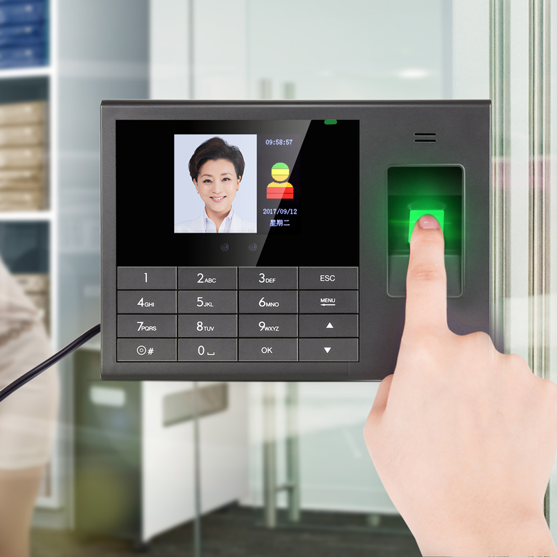 得力3765考勤机人脸识别+指纹打卡式F混合一体机打卡3765C云考勤