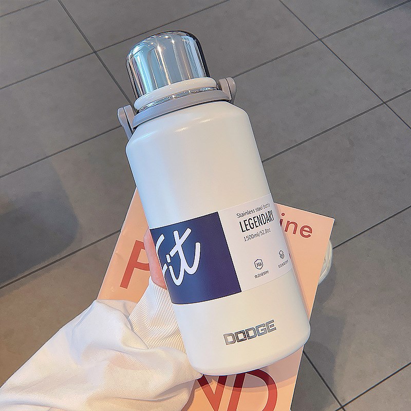 道奇大容量手g提运动水壶316不锈钢双盖健身水杯女学生户外随手杯