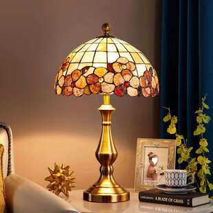 天然贝壳怀旧复古美式台灯卧室床头灯欧式温馨法式客厅书房灯具