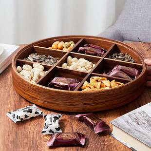 干果盒果盘九宫格新款中式胡桃木客厅茶几家用坚果轻奢高档糖果盒