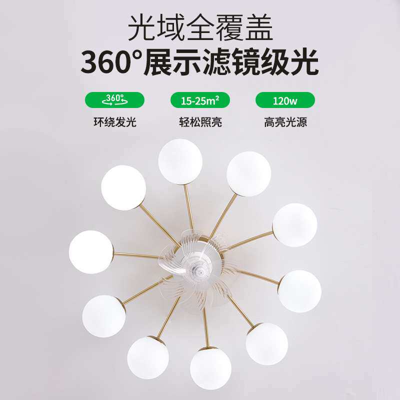 北欧新款大气摇头吸顶风扇灯客厅卧室餐厅一体大灯带风扇吊灯L271