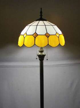 跨境蒂凡尼黄色地中海欧式简约卧室书房落地灯tiffany floor lamp